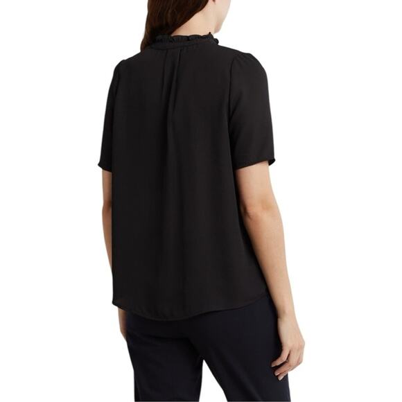 T Tahari Black Pintuck Split Neck Blouse M NWT – Workwear Office Chic - Picture 2 of 7